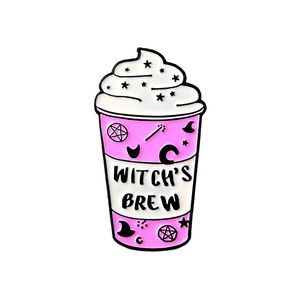 Kawaii Pink Witch Coffee Soft Enamel Pin